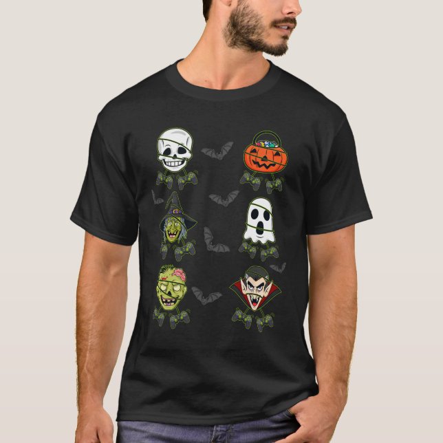 Halloween Skeleton Gaming Witch Vampire Zombie Boy T-Shirt (Vorderseite)