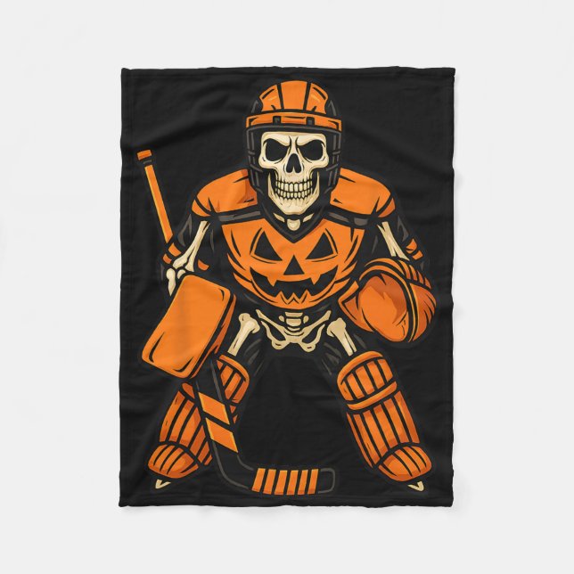 Halloween Skeleton Goalie Pumpkin Costume  Fleecedecke (Vorderseite)