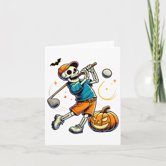 Halloween Skeleton Golf Player Golfing Golfer Pump Karte (Vorderseite)