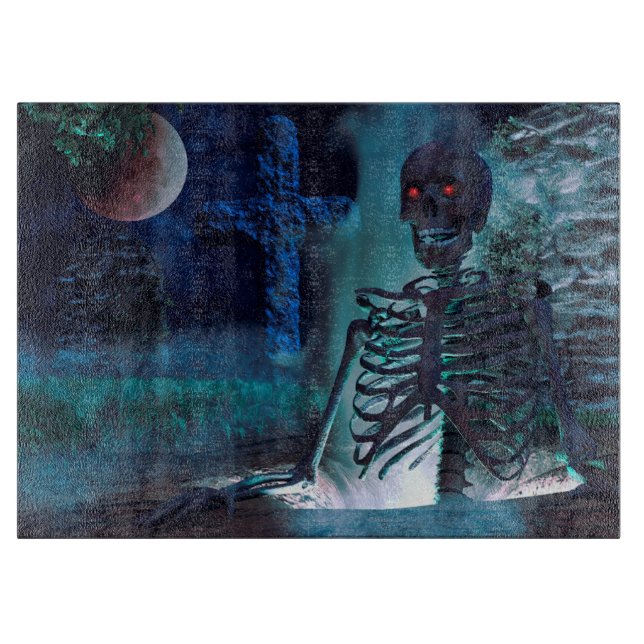 Halloween Skeleton Gravesite Schneidebrett (Vorderseite)