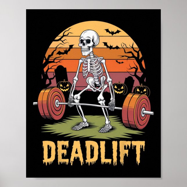 Halloween Skeleton Gym Workout Gewicht Lif Poster (Vorne)