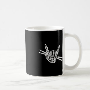 Halloween Skeleton Hand Rock und Roll Drum Kaffeetasse