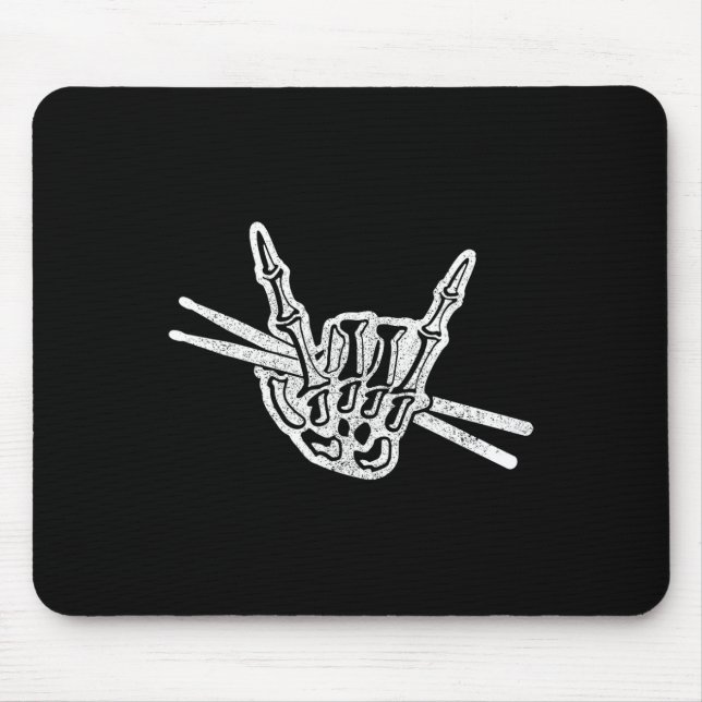 Halloween Skeleton Hand Rock und Roll Drum Mousepad (Vorne)