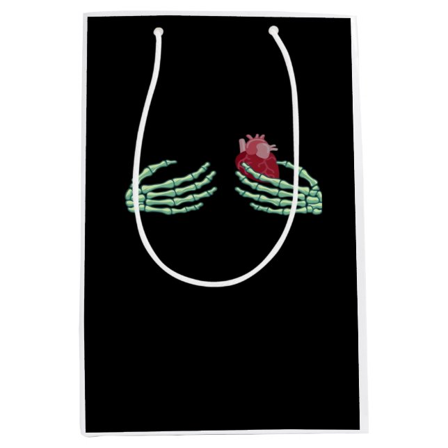 Halloween Skeleton Hände mit Herz Classic Mittlere Geschenktüte (Vorderseite)