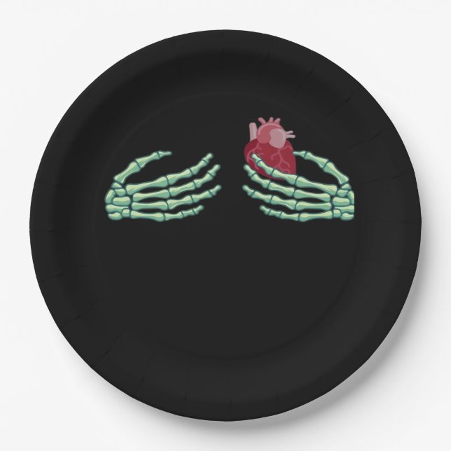 Halloween Skeleton Hände mit Herz Classic Pappteller (Vorderseite)