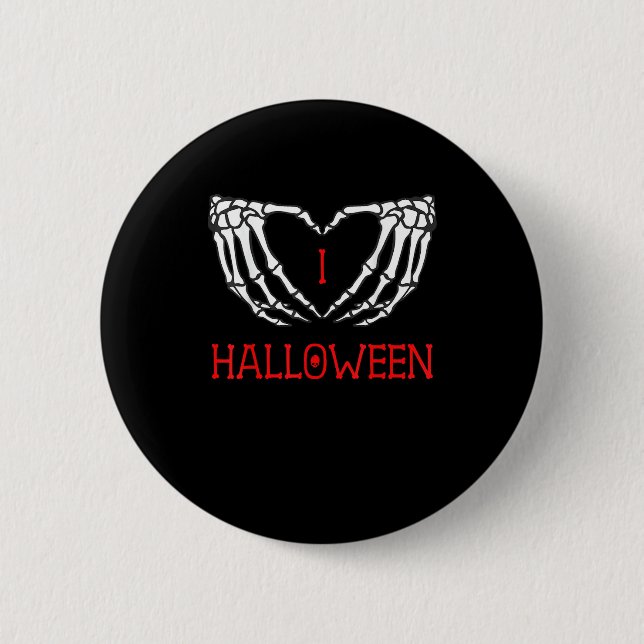 Halloween Skeleton Hands bilden Herz-Gotik Button (Vorderseite)