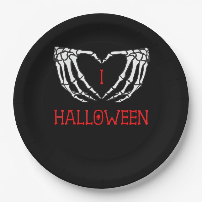 Halloween Skeleton Hands bilden Herz-Gotik Pappteller (Vorderseite)