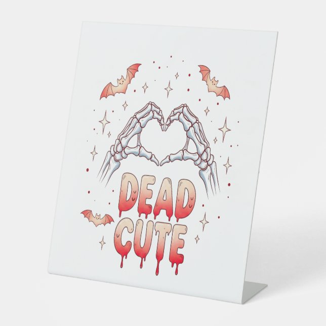 Halloween Skeleton Hands Herz, Fledermäuse & Blut Sockelschild (Vorderseite)