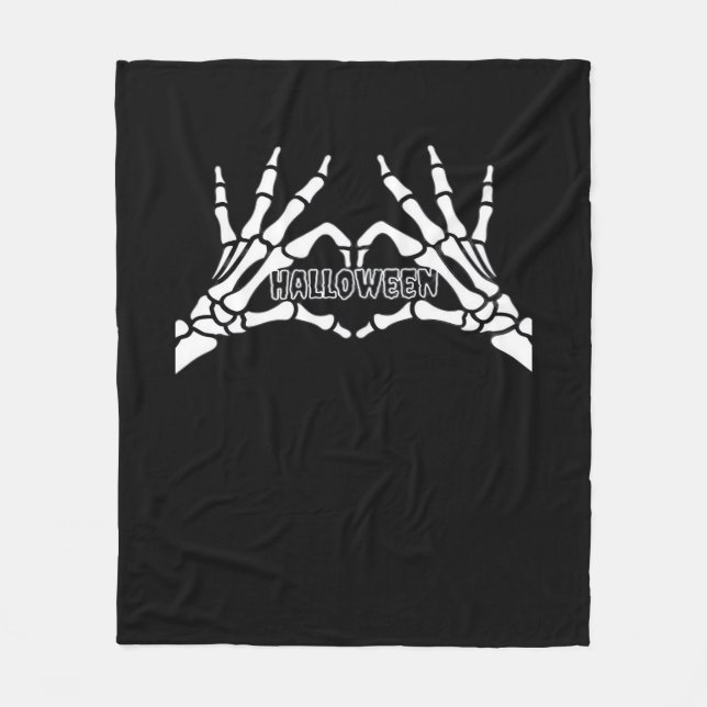 Halloween - Skeleton Hands Herz Fleecedecke (Vorderseite)