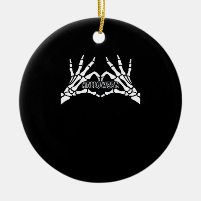 Halloween - Skeleton Hands Herz Keramik Ornament (Vorne)
