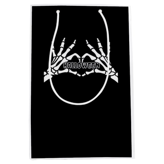 Halloween - Skeleton Hands Herz Mittlere Geschenktüte (Vorderseite)