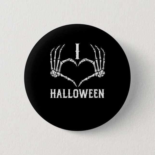 Halloween Skeleton Hands Herz Niedlich Girls Ki Button (Vorderseite)