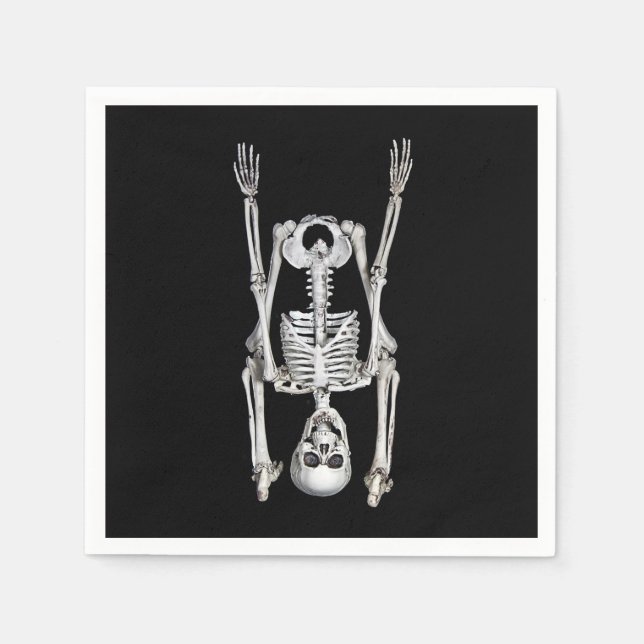 Halloween Skeleton Headstand Serviette (Vorderseite)