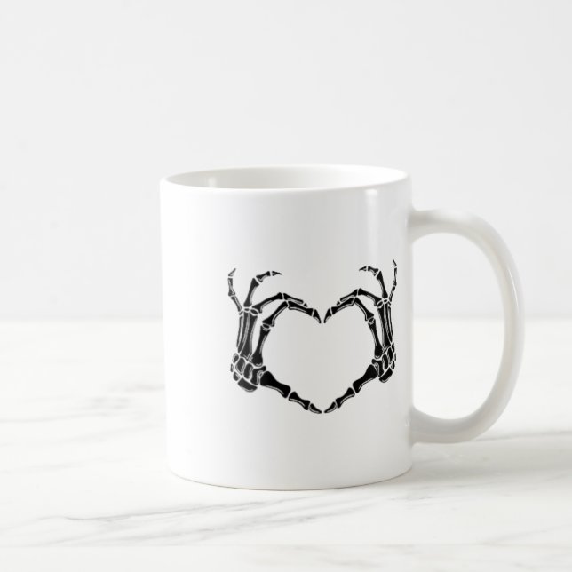 Halloween Skeleton Heart Hands Kaffeetasse (Rechts)