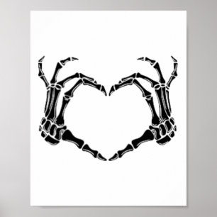 Halloween Skeleton Heart Hands Poster