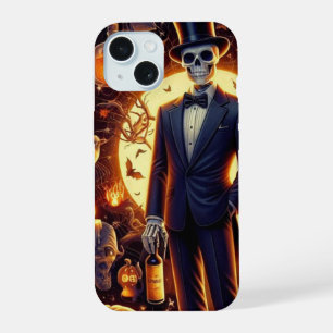 Halloween Skeleton in einem Tux mit Top Hat iPhone 15 Hülle