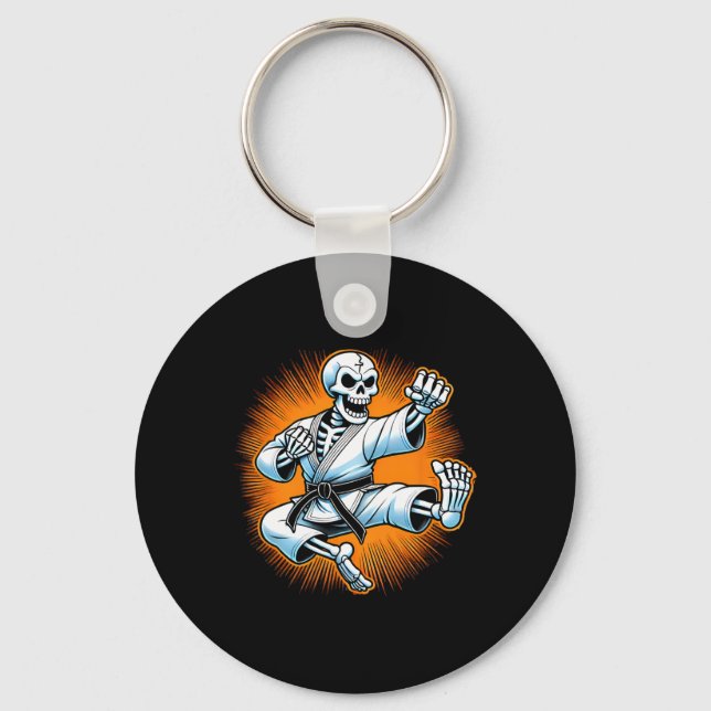 Halloween Skeleton Karate 1 Schlüsselanhänger (Vorderseite)