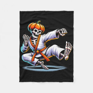 Halloween Skeleton Karate Fleecedecke