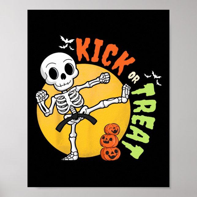 Halloween Skeleton Karate Kick Martial Art Taekwon Poster (Vorne)