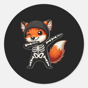 Halloween Skeleton Kinder Women Men Fox Runder Aufkleber