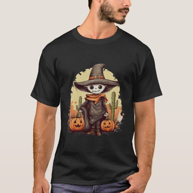 Halloween Skeleton Kürbisshirt T-Shirt (Vorderseite)