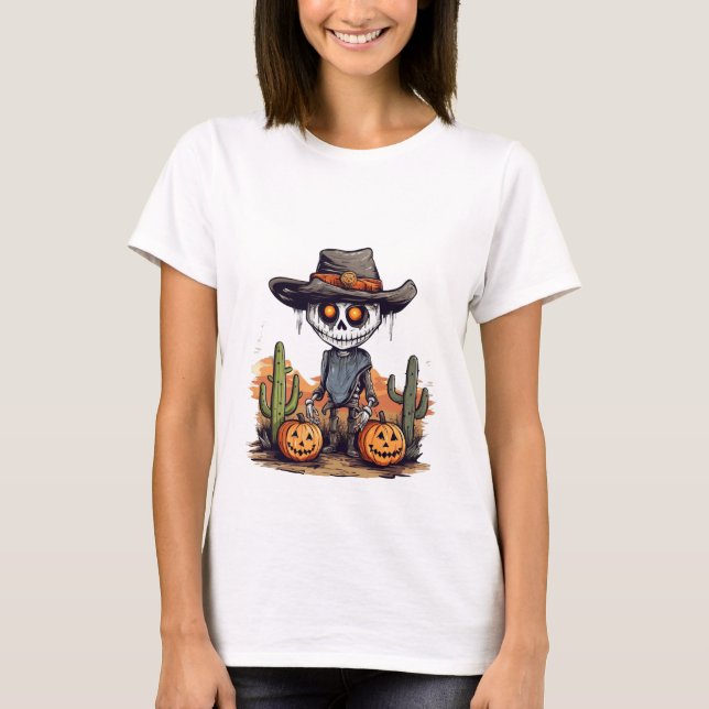 Halloween Skeleton Kürbisshirt T-Shirt (Vorderseite)