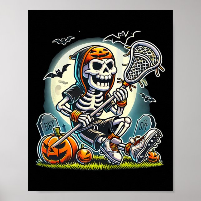 Halloween Skeleton Lacrosse Poster (Vorne)
