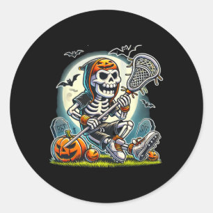 Halloween Skeleton Lacrosse Runder Aufkleber