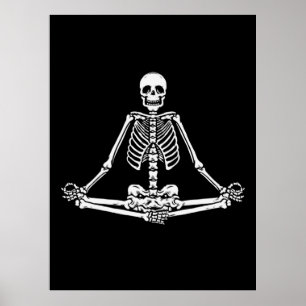 Halloween Skeleton Lotus Yoga Balance Geburtstag Poster