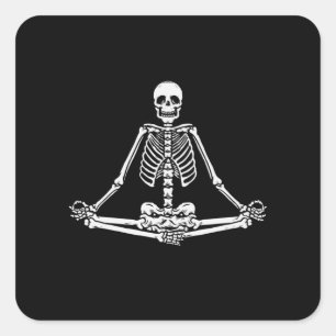 Halloween Skeleton Lotus Yoga Balance Geburtstag Quadratischer Aufkleber