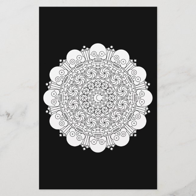Halloween Skeleton Mandala Coloring Pack Flyer (Vorne)
