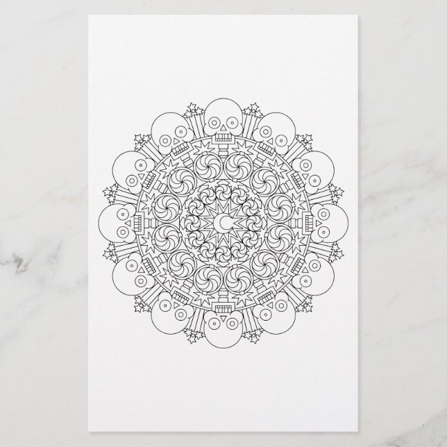 Halloween Skeleton Mandala Coloring Pack Flyer (Vorne)