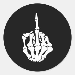 Halloween Skeleton Middle Finger Runder Aufkleber