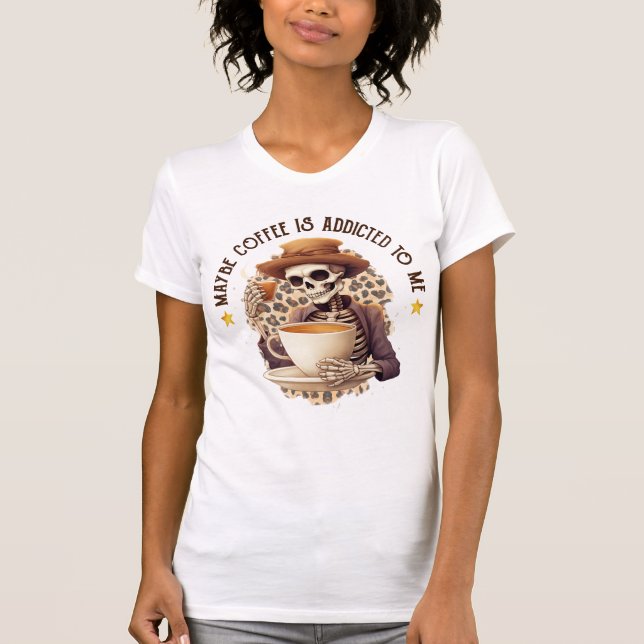 HALLOWEEN SKELETON MIT KAFFEE T-Shirt (Vorderseite)