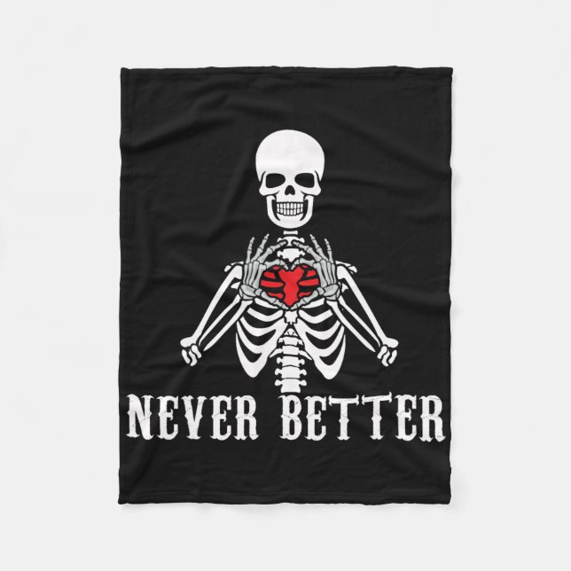 Halloween Skeleton Niemals bessere Hände Herz Funn Fleecedecke (Vorderseite)