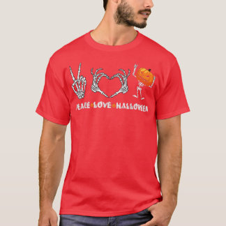 Halloween Skeleton Peace Liebe Halloween mit Beäng T-Shirt