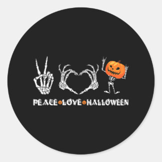 Halloween Skeleton Peace Liebe Halloween Runder Aufkleber