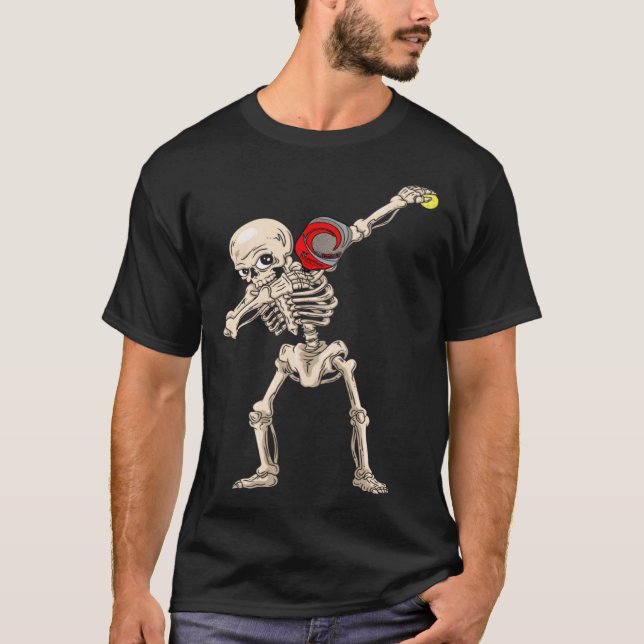 Halloween Skeleton Pickleball Dabbing T-Shirt (Vorderseite)