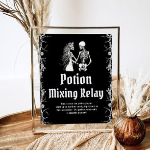 Halloween Skeleton Potion Mixing Relax Sign Poster