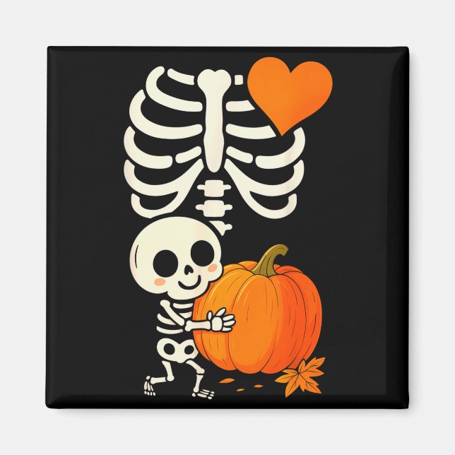 Halloween Skeleton Pregnancy Announcement Soky Mom Magnet (Vorne)
