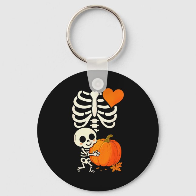 Halloween Skeleton Pregnancy Announcement Soky Mom Schlüsselanhänger (Vorderseite)