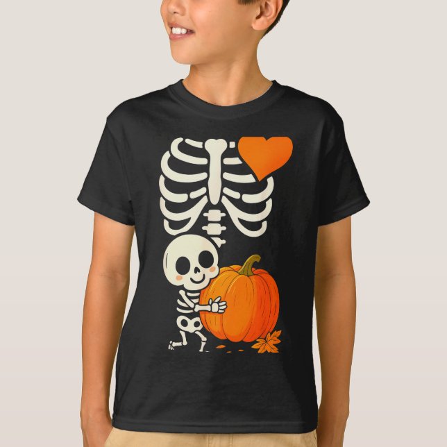 Halloween Skeleton Pregnancy Announcement Soky Mom T-Shirt (Vorderseite)