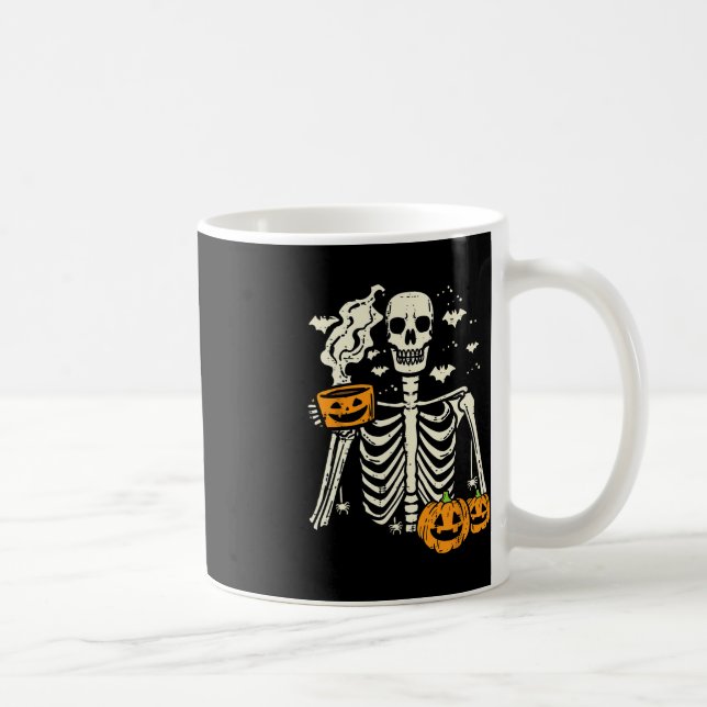 Halloween Skeleton Pumpkin Fall Kaffee Kostüm Kaffeetasse (Rechts)