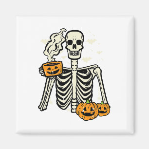 Halloween Skeleton Pumpkin Fall Kaffee Kostüm Magnet