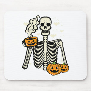 Halloween Skeleton Pumpkin Fall Kaffee Kostüm Mousepad