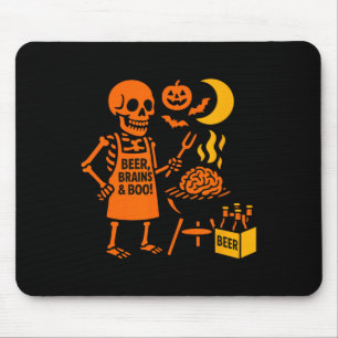 Halloween Skeleton Rbecue Beer Brains Boo Spooky P Mousepad