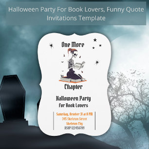 Halloween Skeleton Reading Book Lovers Party Einladung