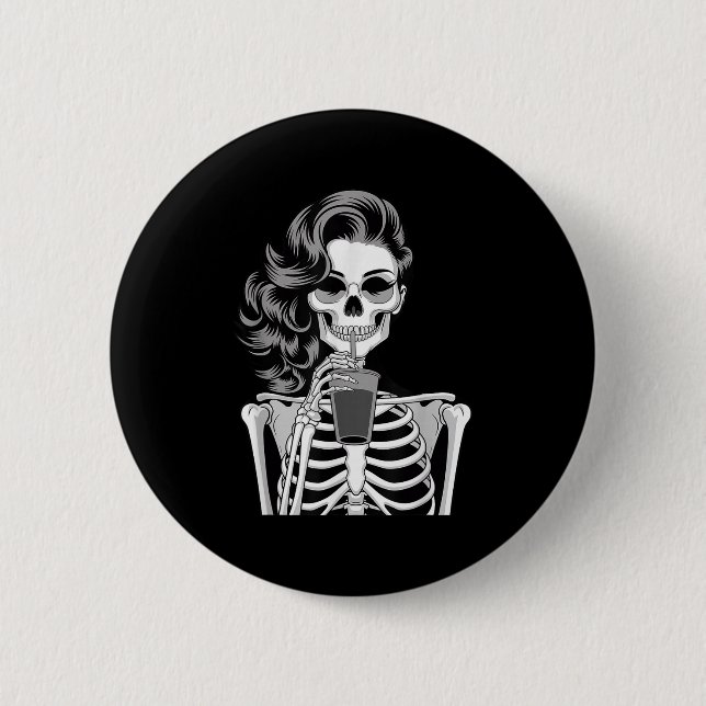 Halloween Skeleton Retro Style Drink Beverage Quir Button (Vorderseite)