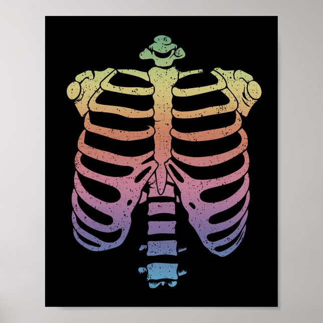 Halloween Skeleton Rib Cage Zombie Costume T-Shirt Poster (Vorne)