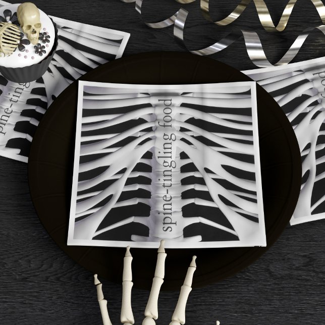 Halloween Skeleton Rib Käfig Kribbeln Schwarz Serviette (Spine tingling napkins)